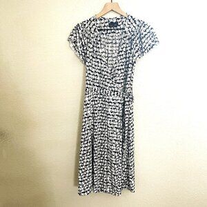 Max & Cleo Black & Gray Patterned Wrap Dress Small